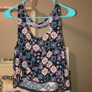 Navy Printed Crop Top